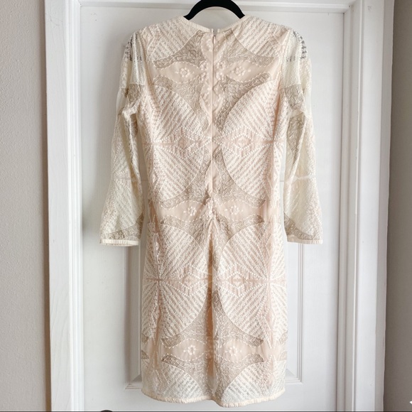Intropia Embroidered Lace Cream Mini Dress Size 4 - Picture 10 of 11
